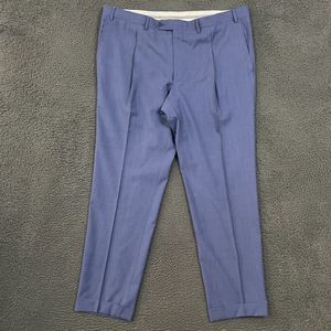 Canali Dress Pants Mens 40 Blue Classic Fit Wool Formal Pleated Italy 40x31